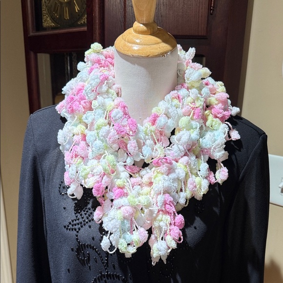 Handmade Accessories - Chic Pastel Pom-Pom Scarf